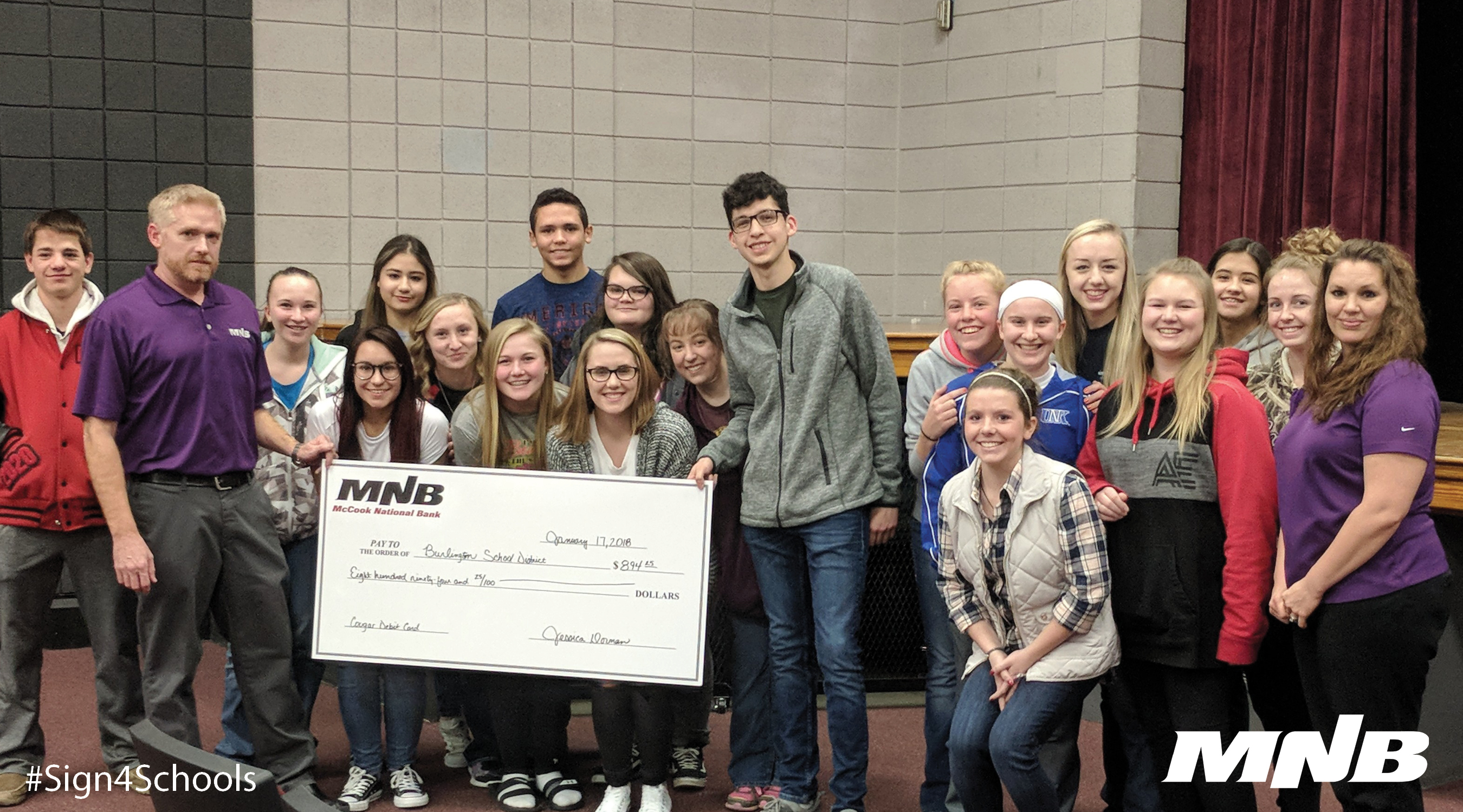 Burlington Public School Receives Cougar Debit Card Donation
