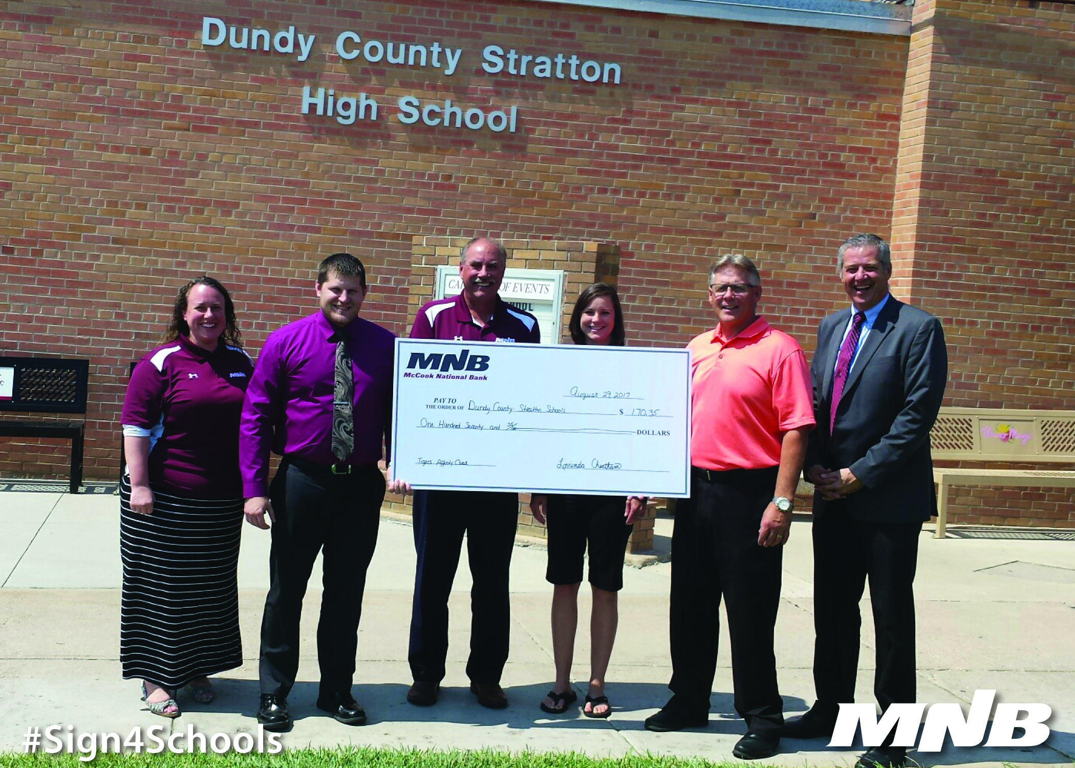 Dundy County - Stratton Public Schools Receives Donation from Tiger Debit Card Program